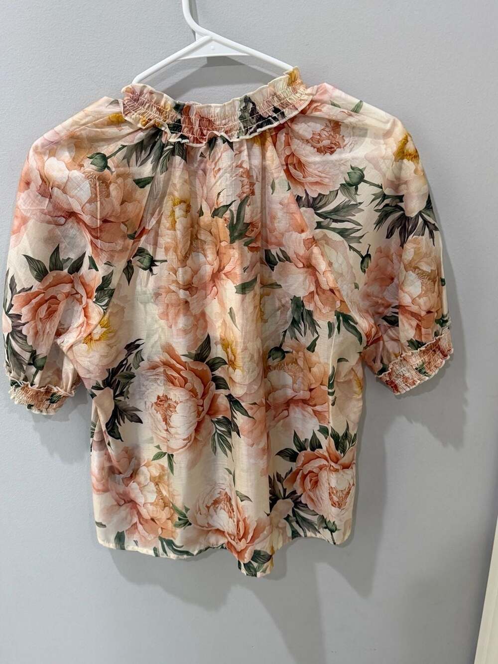 Floral Peony Print Button-Down Blouse Size S